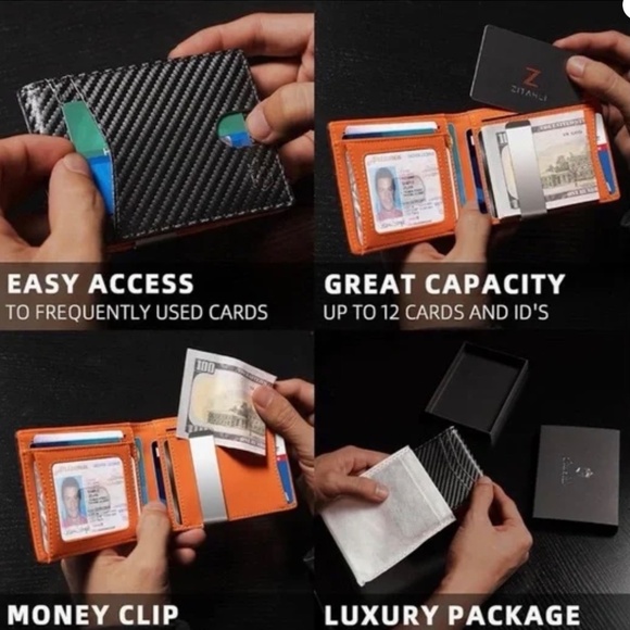 NEW Zitahli Mens Slim Wallet with RFID Blocking - Picture 3 of 4